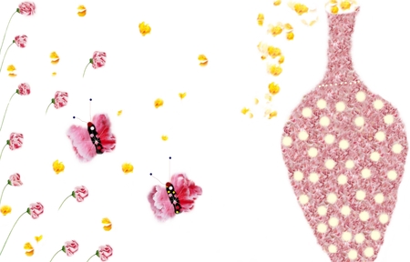 flower backgrounds,butterflies & vase.の写真素材