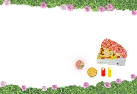Birthday background , cupcake and candles.の写真素材