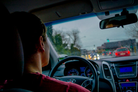 road, trip, journey, car, driver, city, traffic lights, rain