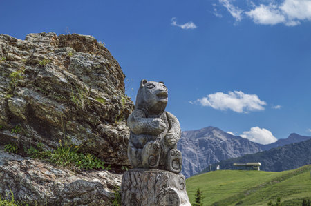 by the swiss alpine mountains in summer hike hikingの写真素材