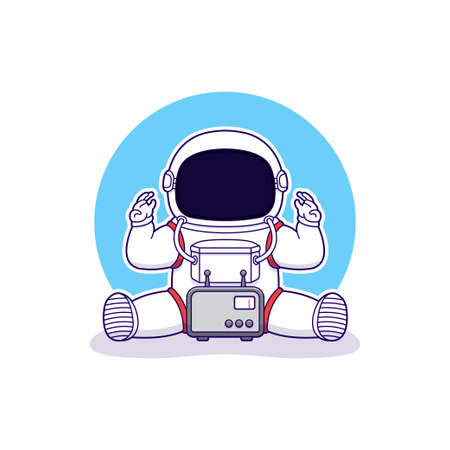 Cute astronaut with radio communication logoのイラスト素材