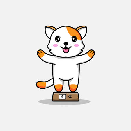 Cute cat on the scalesのイラスト素材