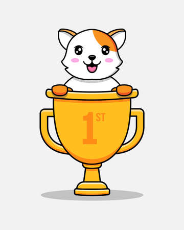 Cute cat in the trophyのイラスト素材