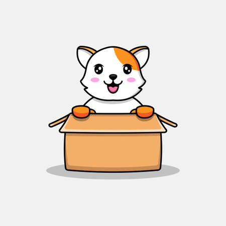 Cute cat in the cardboardのイラスト素材