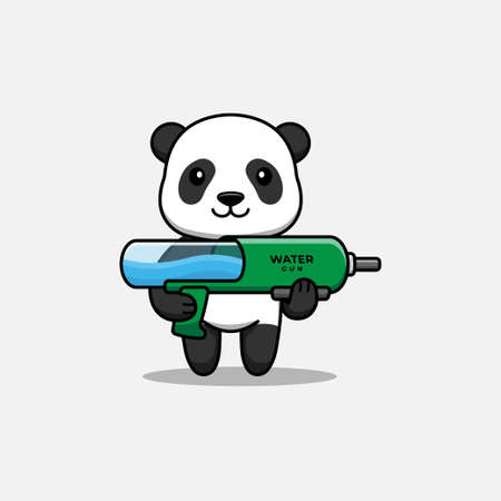 Cute panda carrying a gunのイラスト素材