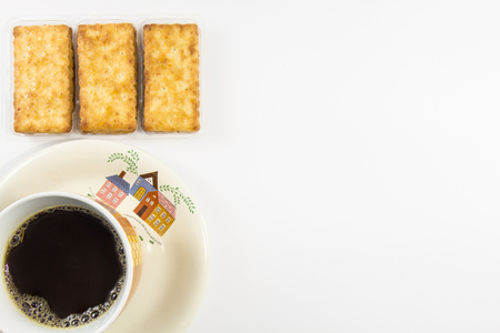 Salty Crackers With Coffeeの写真素材