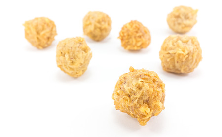 Taro ball deep fried is delicious snack in isolated background.の写真素材