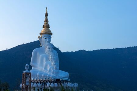 Beautiful five buddha  at wat phasornkeaw in the morning time, Khao kor district , Thailand.の写真素材