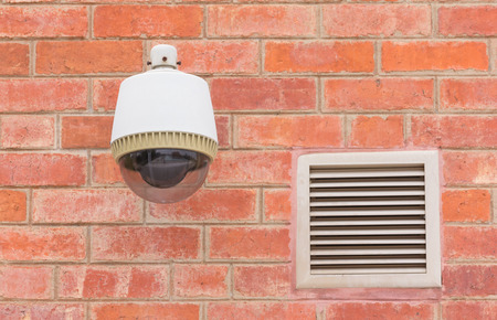 Security Camera CCTV On The Brick Wall.の写真素材