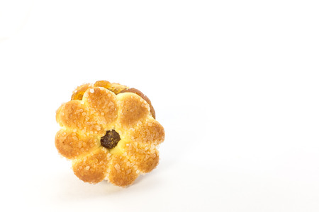 Biscuit with pineapple jam on white background.の写真素材