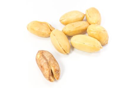 Peanuts isolated on white backgroundの写真素材