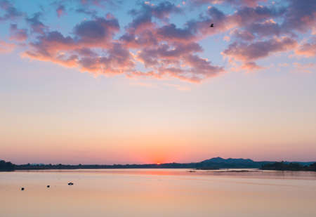 Red lake with beautiful cloud.