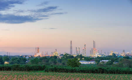 Oil refinery plant at dusk.の写真素材