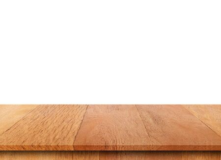 Wood table top on isolated background. Suitable use for montage or marketing your product.