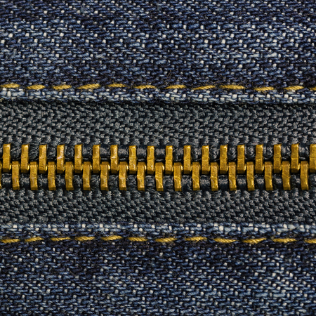 Close up detail metal zipper.