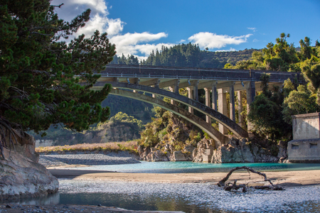 Exterior structure of Bridge at Rakaia River, New Zealandの写真素材