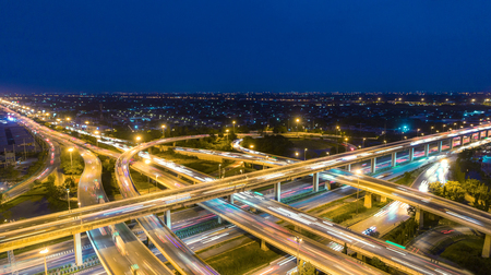 Aerial view network or intersection of highway road for transportation or distribution concept...