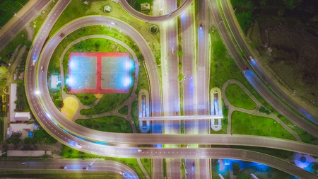 Aerial view network or intersection of highway road for transportation or distribution concept...