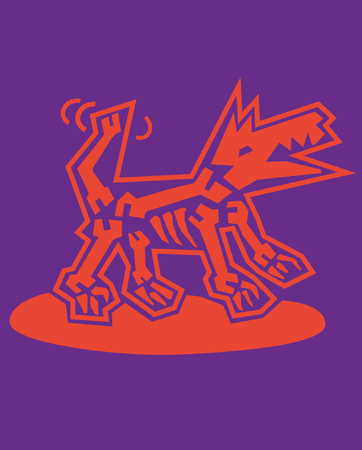 X-ray dog illustration ââon violet background.のイラスト素材