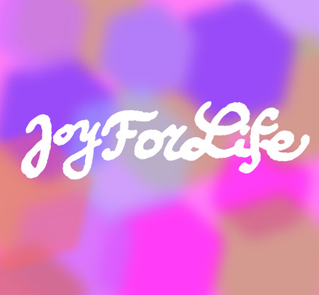 Joy For Life on coloured background. Hand drawn design elements. Logo.のイラスト素材