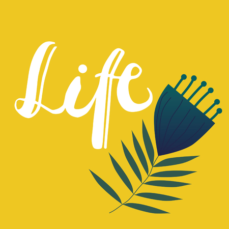 Life with flower on colored background. Hand drawn design elements.のイラスト素材