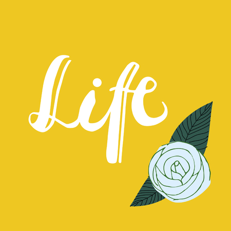 Life with flower on colored background. Hand drawn design elements.のイラスト素材