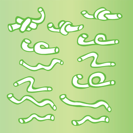 Cartoon spaghetti on colored background. Hand drawn design elements.のイラスト素材