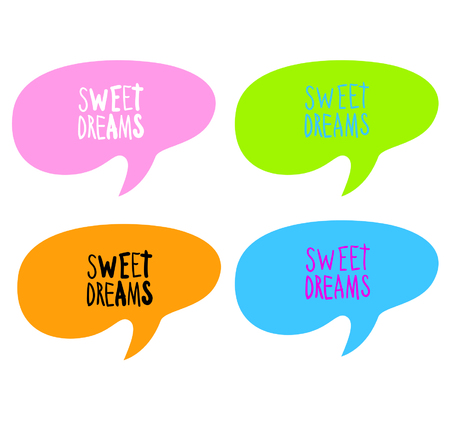 Sweet dreams on coloured background. Cartoon hand drawn design elements. Logoのイラスト素材