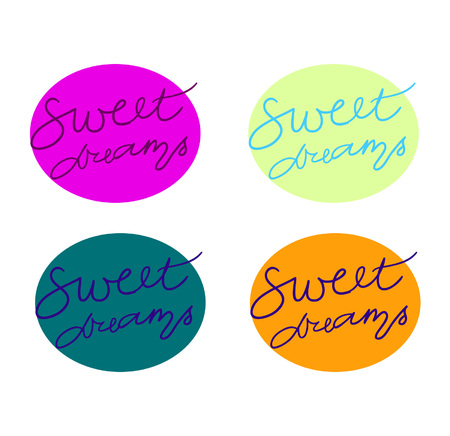 Sweet dreams on coloured background. Cartoon hand drawn design elements. Logoのイラスト素材