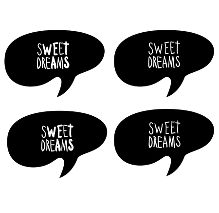 Sweet dreams on white background. Cartoon hand drawn design elements. Logoのイラスト素材