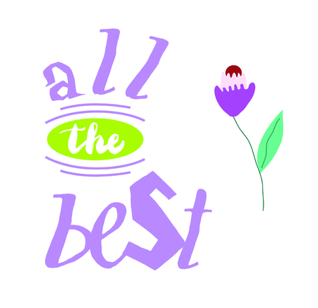 All the best on coloured background. Hand drawn design elements. Logo on postersのイラスト素材