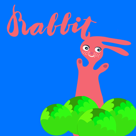 Sign rabbit and animation isolated on background, icon symbol for your web site design, icon, poster. Vector illustration.のイラスト素材