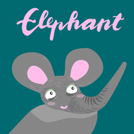 Sign elephant and animation isolated on background, icon symbol for your web site design, icon, poster. Vector illustration.のイラスト素材