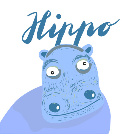 Sign hippo and animation isolated on background, icon symbol for your web site design, icon, poster. Vector illustration.のイラスト素材