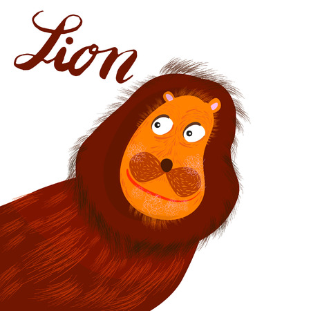 Sign lion and animation isolated on background, icon symbol for your web site design, icon, poster. Vector illustration.のイラスト素材