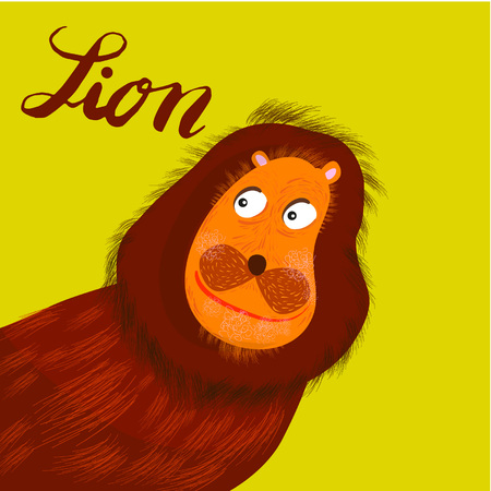 Sign lion and animation isolated on background, icon symbol for your web site design, icon, poster. Vector illustration.のイラスト素材