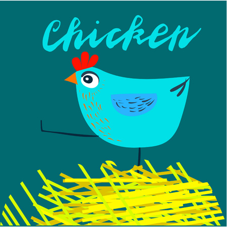 Sign chicken and animation isolated on background, icon symbol for your web site design, icon, poster. Vector illustration.のイラスト素材