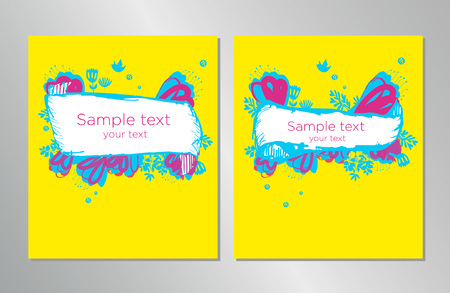 Book cover design Template. Can be adapted to Brochure, Annual Report, Magazine, Poster, Corporate Presentation, Portfolio, Flyer, Banner. Hand drawn design elements.のイラスト素材