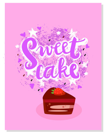 Sign Sweet cake for your website design, icon, poster. Hand drawn design elements. Vector illustration.のイラスト素材