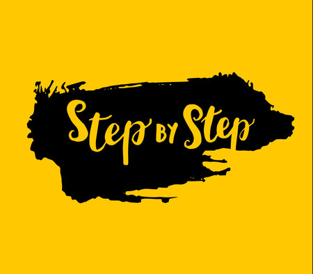 Sign, Step by step and animation, icon for your web, label, icon, poster, minimal dynamic cover design. Hand drawn design elements. Vector illustration.のイラスト素材