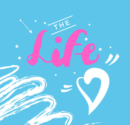 Sign The Life and Animation, icon for your web, label, icon, poster, minimal dynamic cover design. Hand drawn design elements. Vector illustration.のイラスト素材