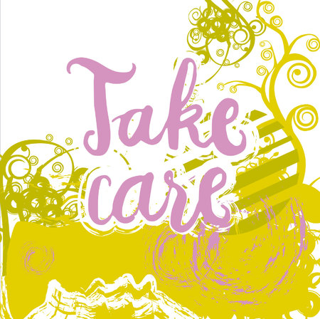 Sign Take care, icon for your web, label, icon, minimal dynamic design. Hand drawn design elements. Vector illustration.のイラスト素材