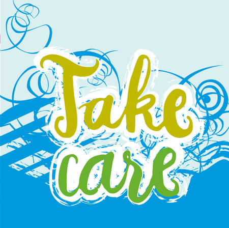 Sign Take care, icon for your web, label, icon, minimal dynamic design. Hand drawn design elements. Vector illustration.のイラスト素材