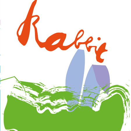 Sign Rabbit, icon for your web, label, icon, minimal dynamic design. Hand drawn design elements. Vector illustration.のイラスト素材