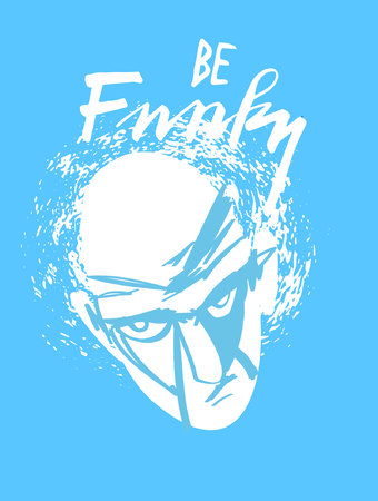 Sign Be funky and picture of face, icon for your web, label, icon, dynamic design. Hand drawn design elements. Vector illustration.のイラスト素材