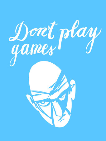 Sign Do not play games and picture of face, icon for your web, label, icon, dynamic design. Hand drawn design elements. Vector illustration.のイラスト素材