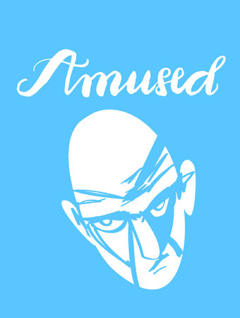 Sign Amused and icon of face, icon for your web, label, icon, dynamic design. Hand drawn design elements. Vector illustration.のイラスト素材