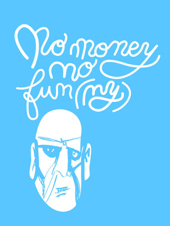 Sign No money funny and icon of face, icon for your web, label, icon, dynamic design. Hand drawn design elements. Vector illustration.のイラスト素材