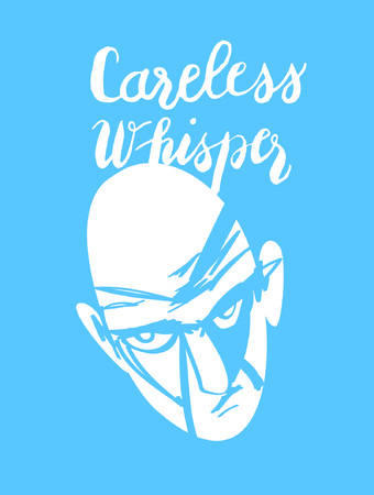 Sign Careless whisper and image of face, icon for your web, label, icon, dynamic design. Hand drawn design elements. Vector illustration.のイラスト素材