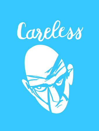 Sign Careless and icon of face, icon for your web, label, icon, dynamic design. Hand drawn design elements. Vector illustration.のイラスト素材